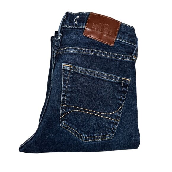 Hollister Epic Flex Skinny Fit Leg Jeans Mens 28 28 Dark Wash Pockets Logo Denim